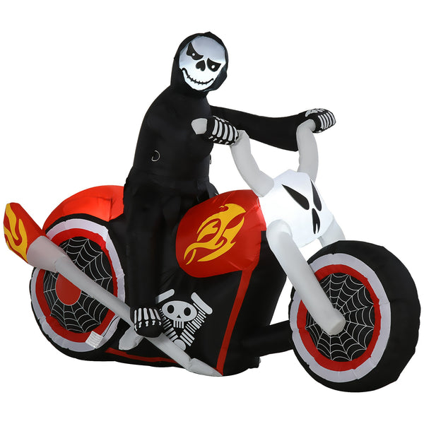 Nadmuchiwany jeździec Halloween — upiorna dekoracja LED z motocyklem (180×55×120 cm)