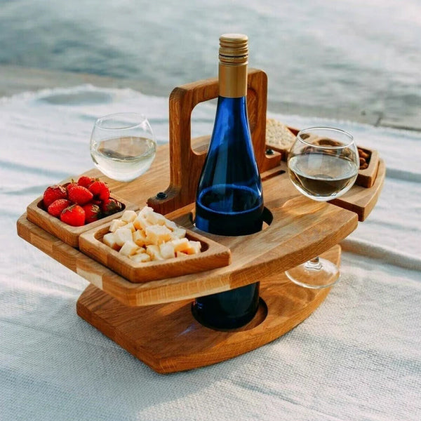 Elegancka drewniana taca na wino Doskonała na każdą okazję