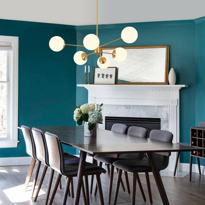 Efektowny Żyrandol Szklany z Opalowymi Kulkami