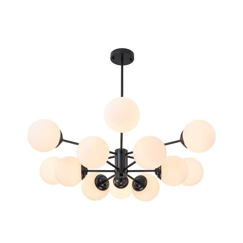 Efektowny Żyrandol Szklany z Opalowymi Kulkami