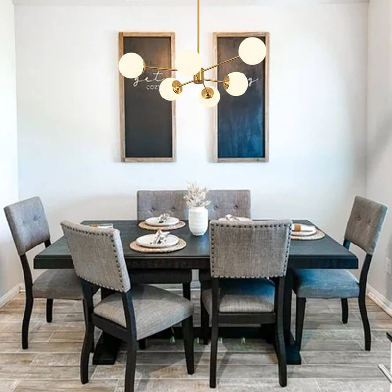 Efektowny Żyrandol Szklany z Opalowymi Kulkami