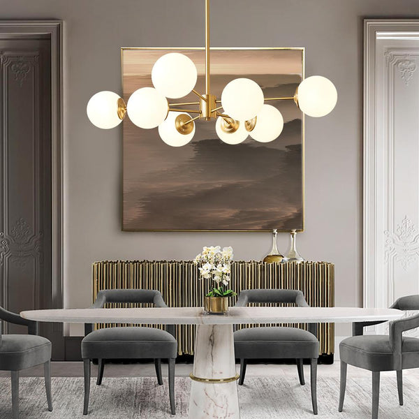 Efektowny Żyrandol Szklany z Opalowymi Kulkami