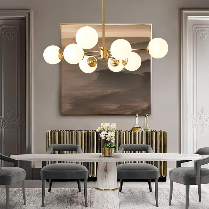 Efektowny Żyrandol Szklany z Opalowymi Kulkami