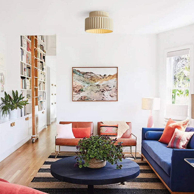 Nordycka Lampa Sufitowa z Ceramiki w Kremowym Kolorze