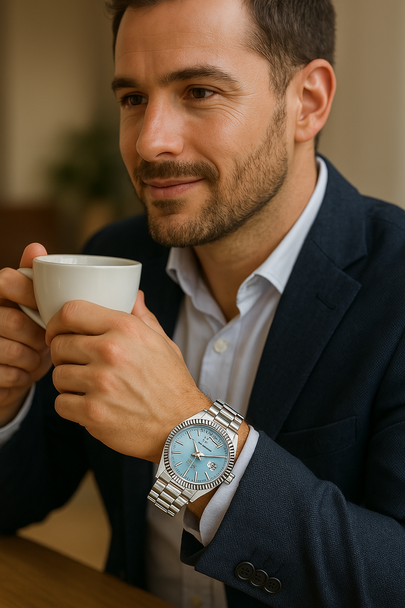 Elegancki Zegarek Męski z Automatycznym Mechanizmem i Datownikiem