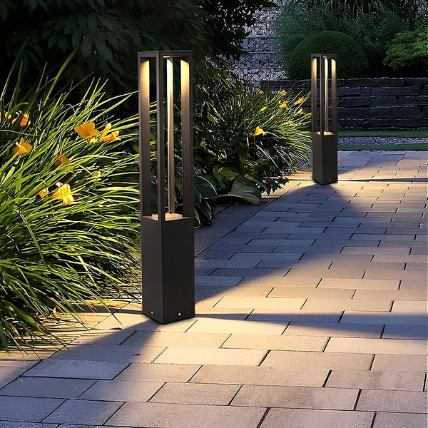 Czarna Aluminiowa Lampa LED Ogrodowa 7W z 4-Promiennym Światłem