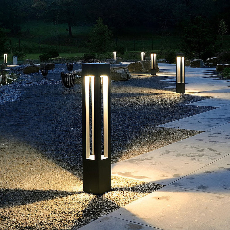 Czarna Aluminiowa Lampa LED Ogrodowa 7W z 4-Promiennym Światłem